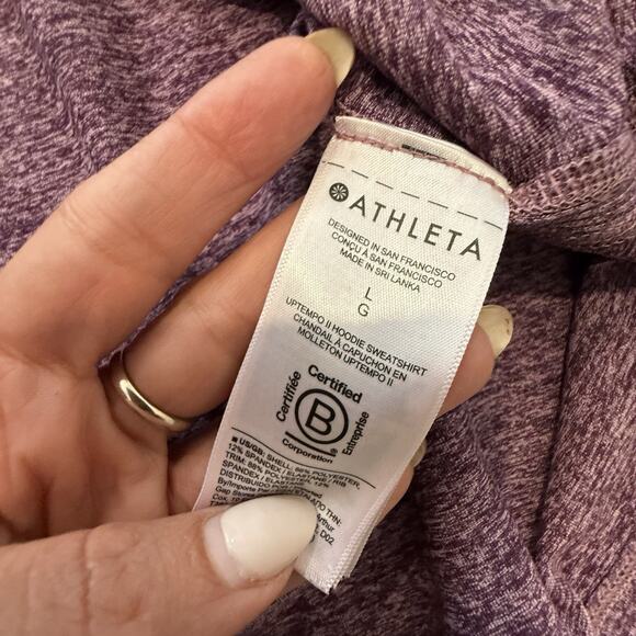 ATHLETA WomoUptempo II Hoodie Sweatshirt in Pinot Plum Heather Size Large 2419 - Picture 5 of 9